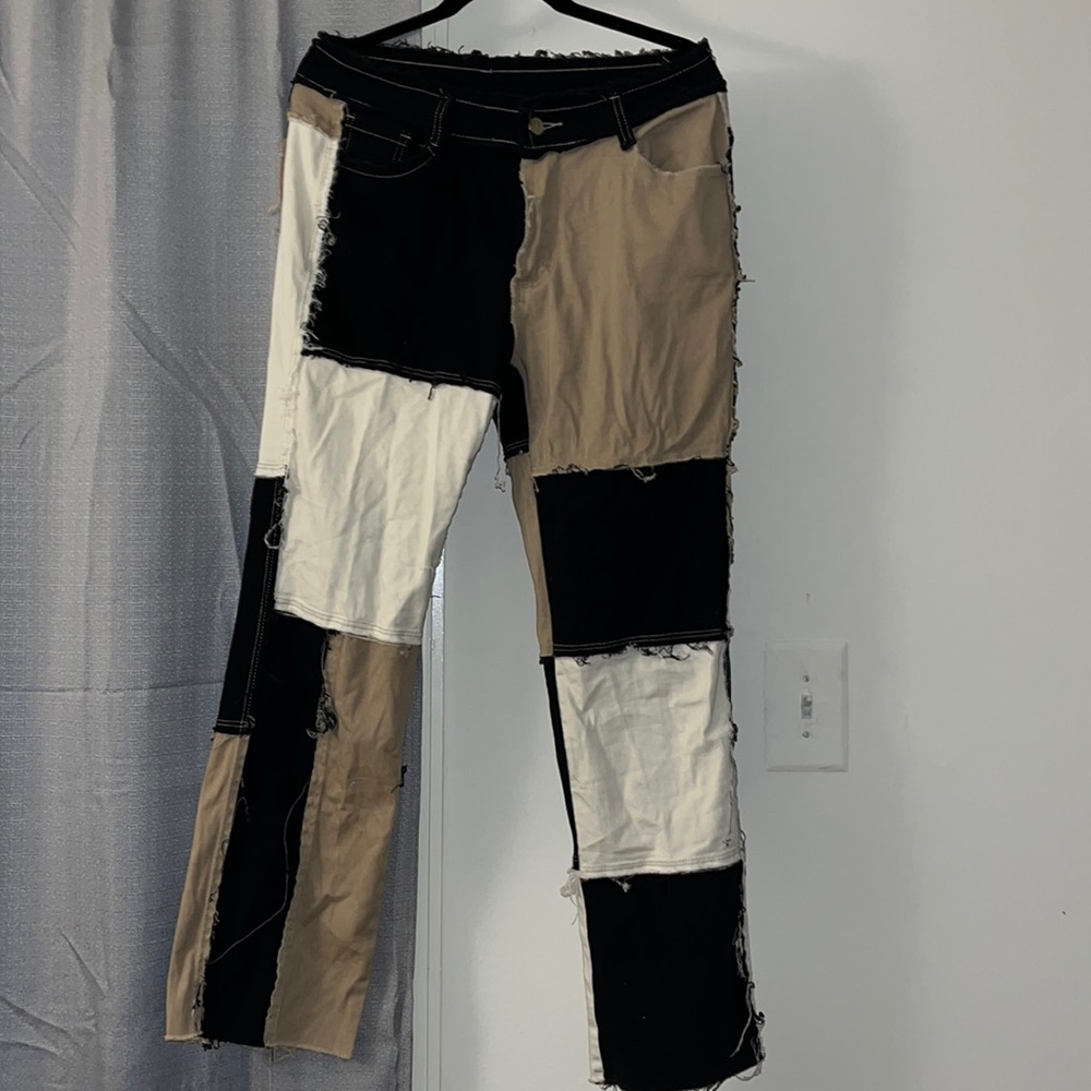 Women’s Distressed StraightLeg ColorBlock Pants